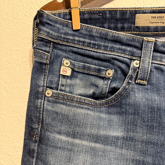 AG Adriano Goldschmied The Stilt Cigarette Leg Jeans Dark Wash Size 30R Stretch - Picture 5 of 10